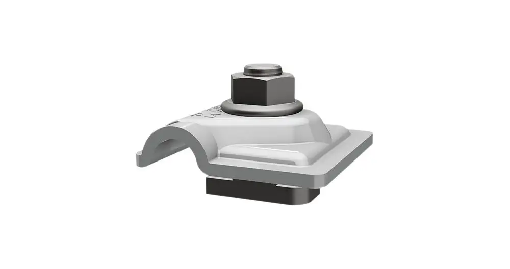 Solarträgerziegel von Vaillant mit einer montierten Schraube und Unterlegscheibe, geeignet zur Befestigung von Solarpanels.